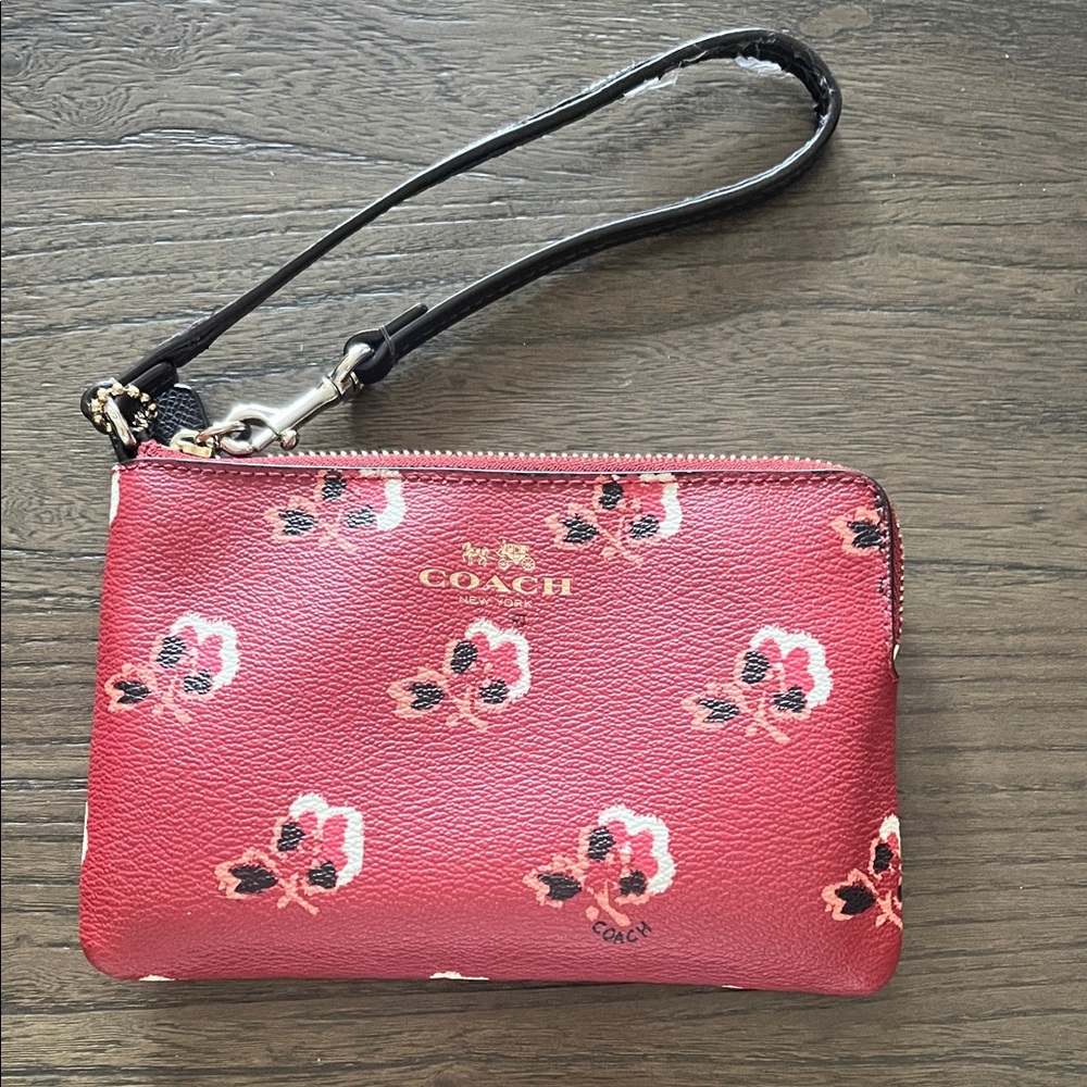 Coach Red Floral Print Wristlet